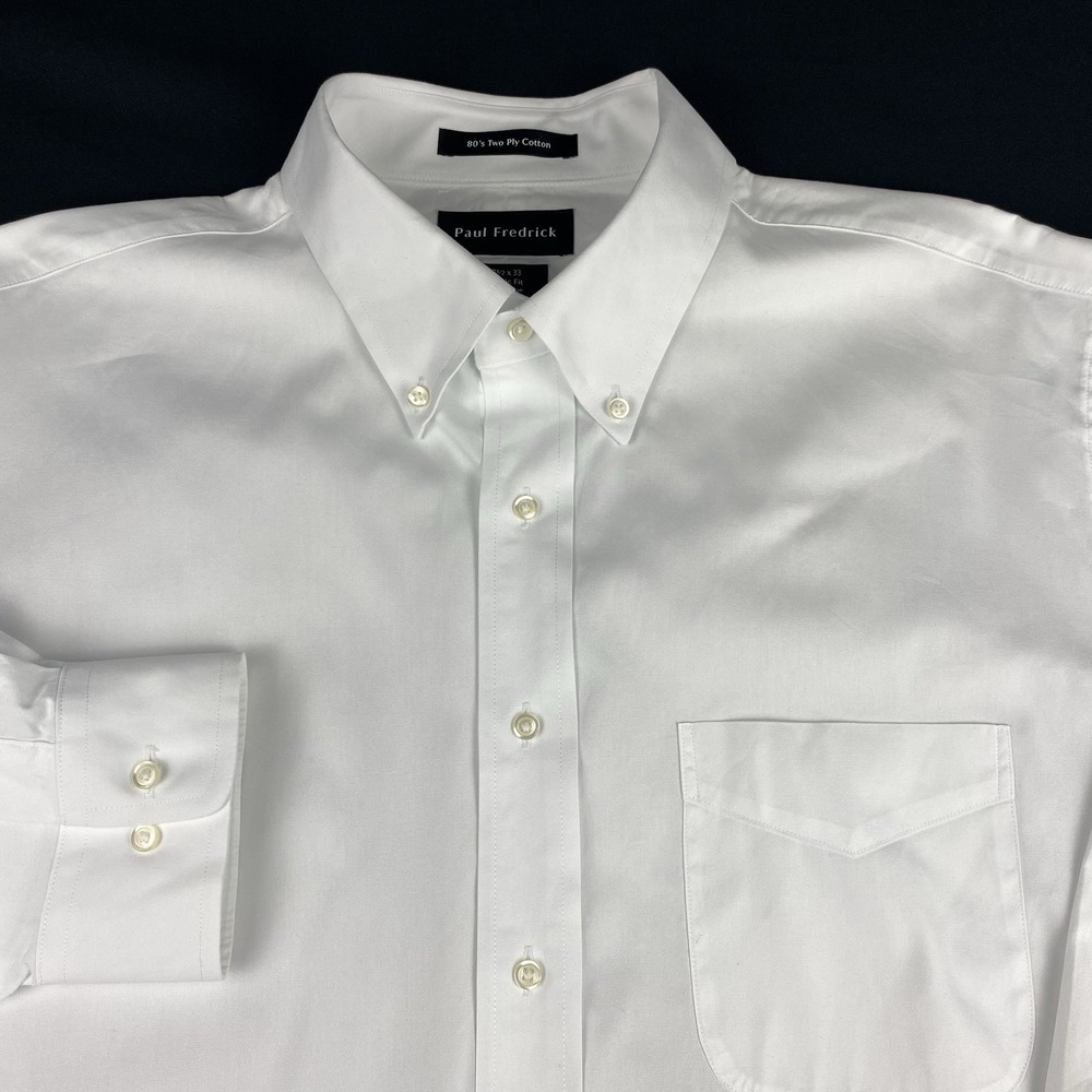 Paul Fredrick Dress Shirt Mens 17.5-33 White Classic Fit 100% Cotton